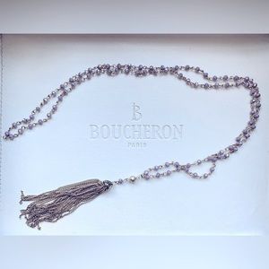 NEW LONG TASSEL PENDANT NECKLACE | IRIDESCENT PURPLE BEADS